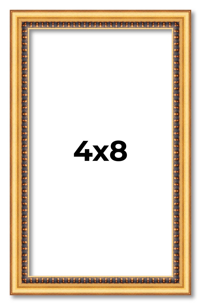4x8 Classic Modern Gold Picture Frame - UV Acrylic, Foam Board Backing, Hanging Hardware